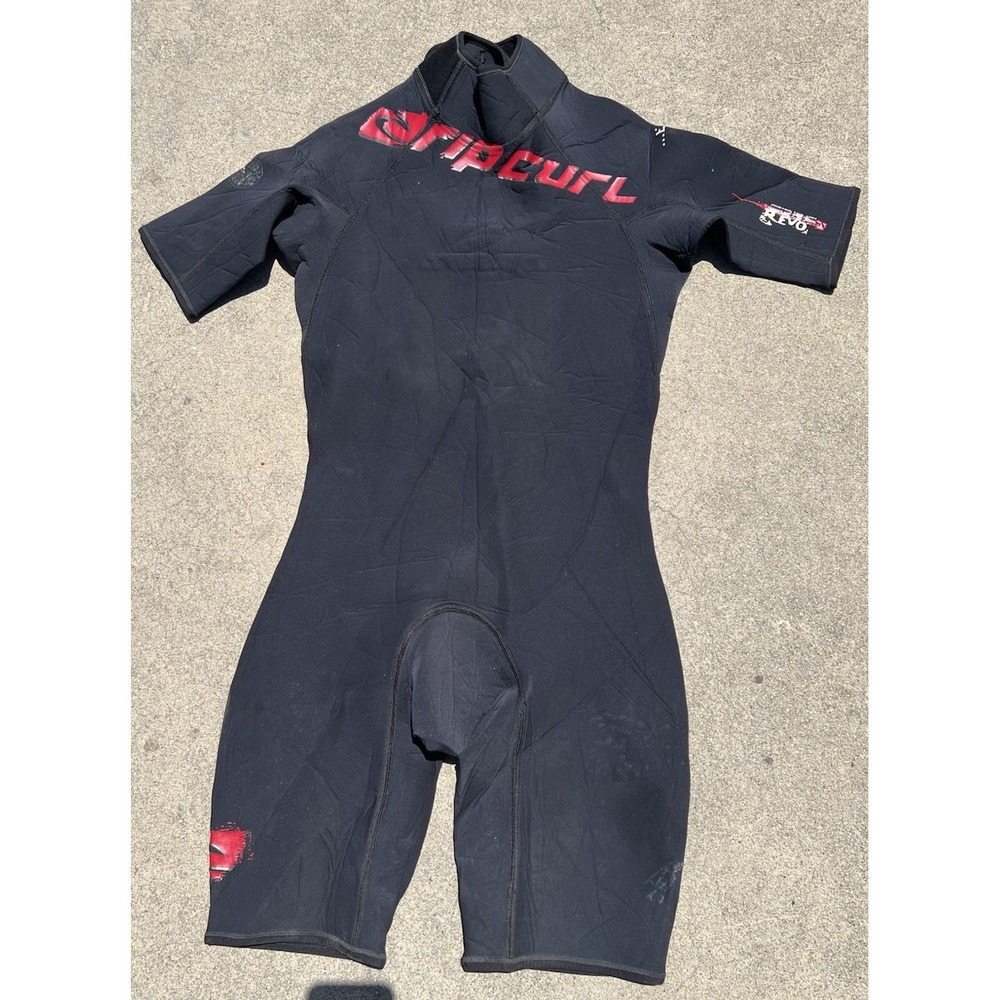 Rip Curl Wetsuit Men Size Large Core Review 2mm Black Short-Sleeve Reversible